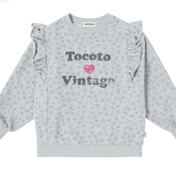 Other - TOCOTO VINTAGE Gray Floral Kids Sweatshirt